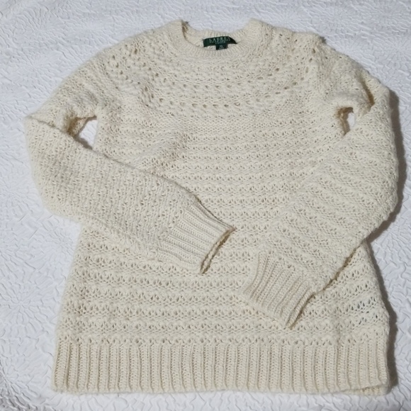 Lauren Ralph Lauren Alpaca Loose Crochet Sweater, Size SP - Picture 7 of 14